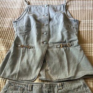 NEVER WORN! Sleeveless Button Denim Top and Shorts from Meshki